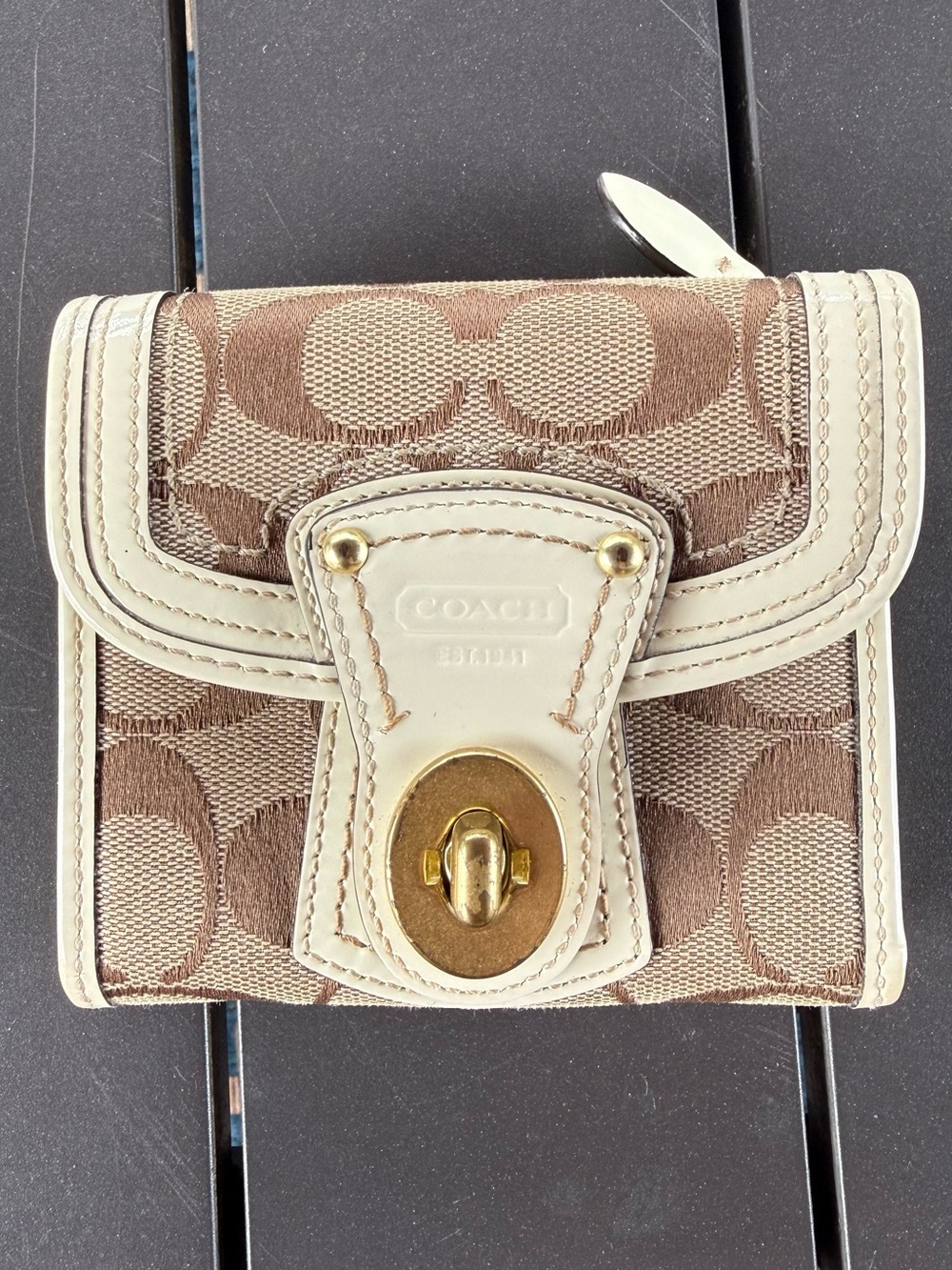 Coach Vintage Y2K Legacy Signature Small Turnlock Wallet - RARE